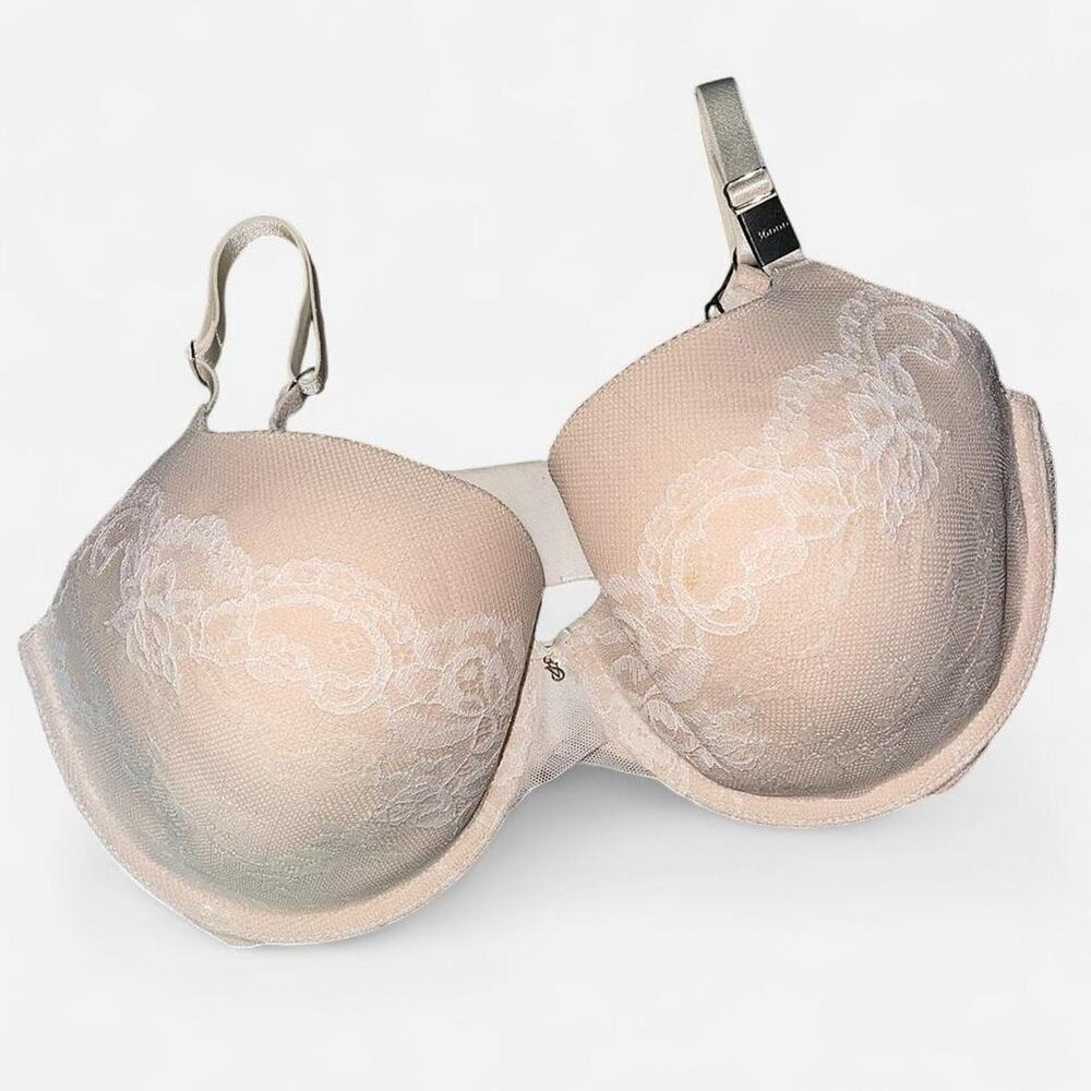 Victoria’s Secret Nude White Mesh Lace Overlay Lined Demi Bra NWT - Size 36DDD